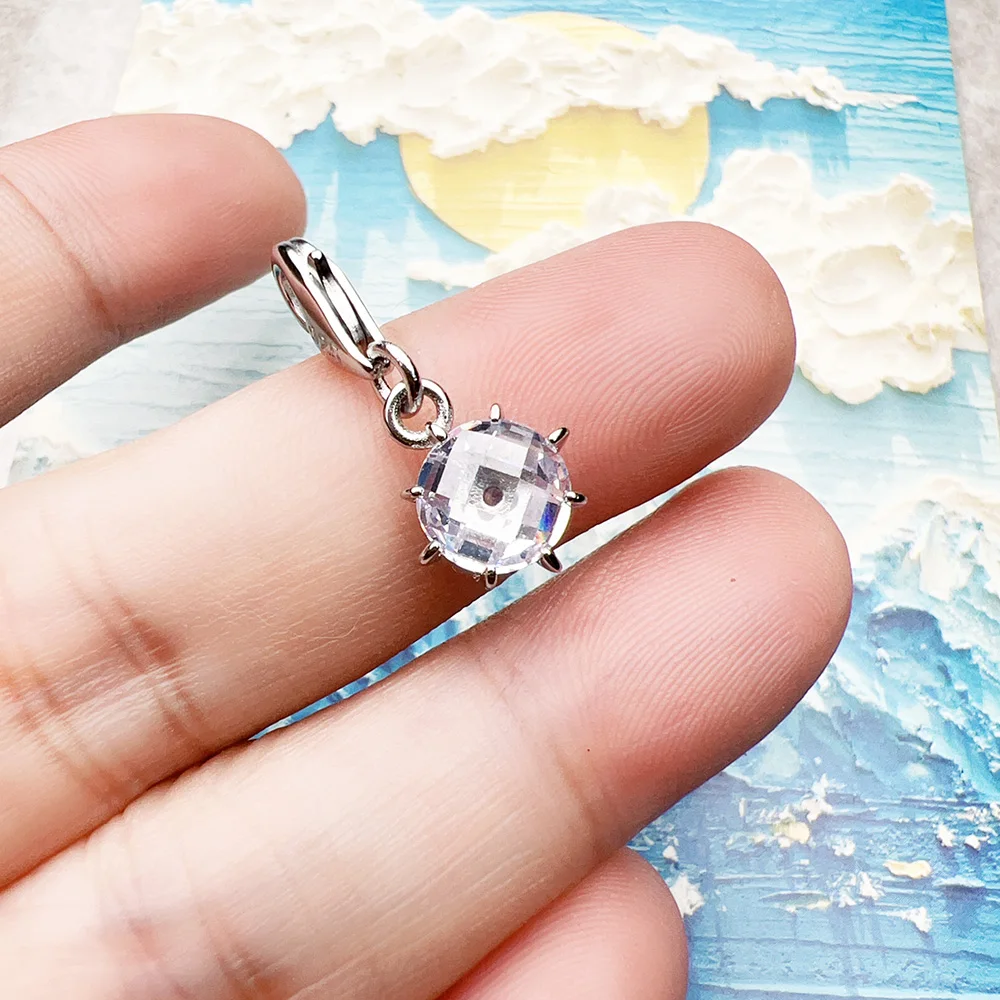 Anhänger baumeln Charme weißen Stein brandneuen edlen Schmuck echte 925 Sterling Silber trend ige Glücks geschenk für Frauen – Detail 7