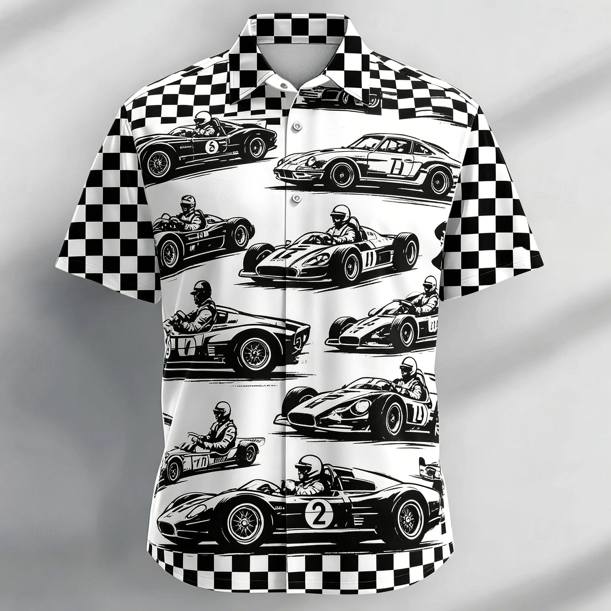2026 Vintage Motorcycle Rider Print Short Sleeve Shirt, Casual Biker Button Up Shirt for Spring & Summer