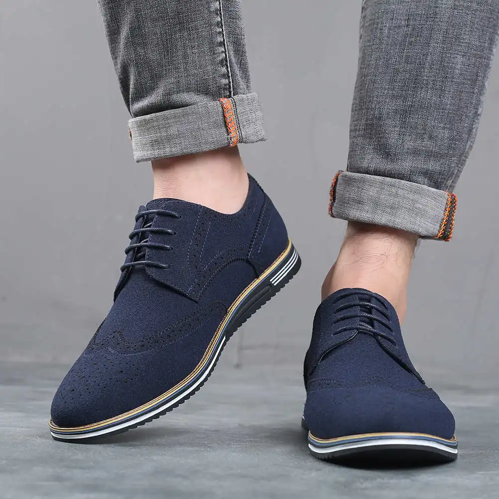 

Men's Casual Suede Leather oes plus Size 45 47 Yard Comfortable Breathable round Toe Low Heel Outdoor Leisure Footwear