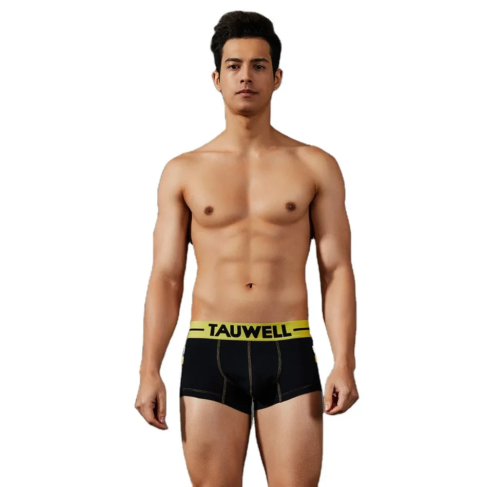 Pantalones de pierna de algodón de cintura baja transpirables para hombres, ropa interior con bolsa convexa en U, Calzoncillos Bóxer 3D para adolescentes