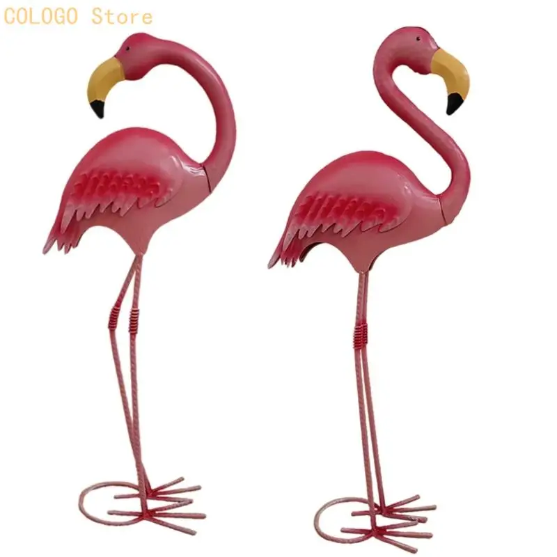 

Устойчивая к атмосферным воздействиям металлическая статуя фламинго, украшение для балкона, патио, газона, украшение D0LD