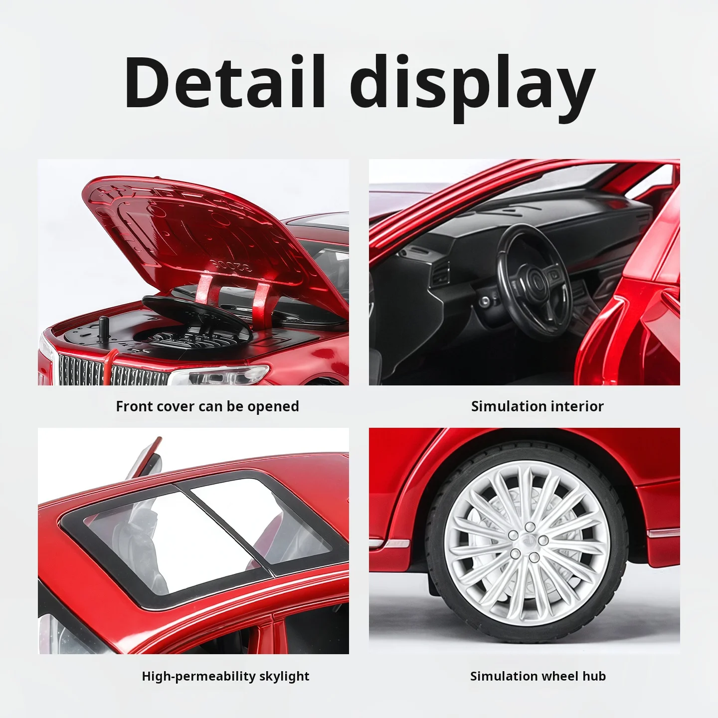공식 인증 1:32 홍치 H9, 중국산 프리미엄 모델 장난감 자동차, 라이트 & 사운드, 후진 기능 장난감 자동차, 남자아이 선물, 수집품