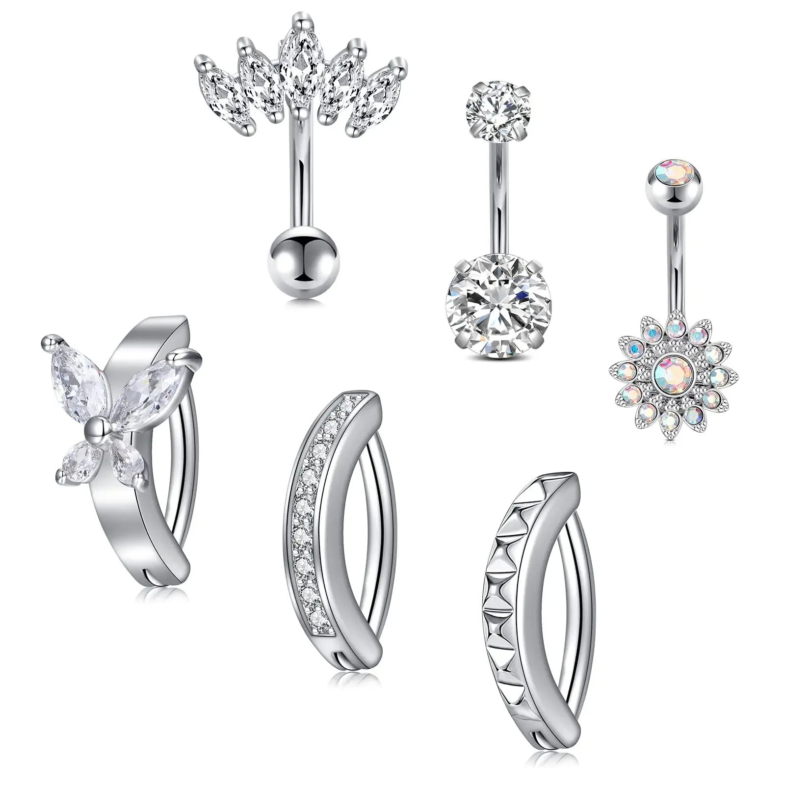 6Pcs Navel Piercing…