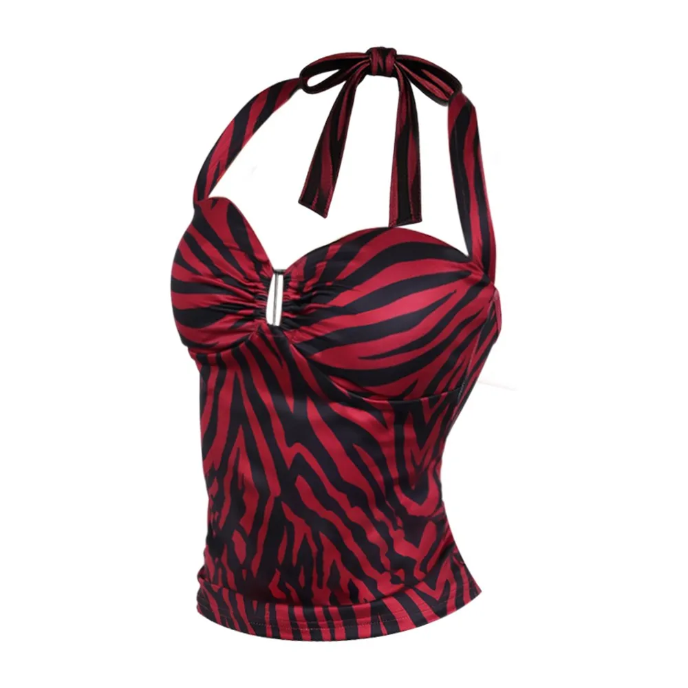 Nikki Cosplay Red Halter Top Movie Obsession Roleplay Costume Clothes Uniform Outfits Adult Women Dress Halloween Carnival Party view 2