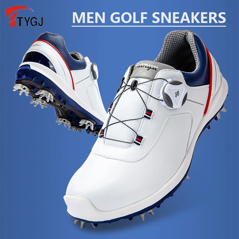 

TTYGJ Men Waterproof Golf Shoes Professional Golf Sports Sneakers Breathable Male Trainer Lightweight Soft Footwear Quick Lacing