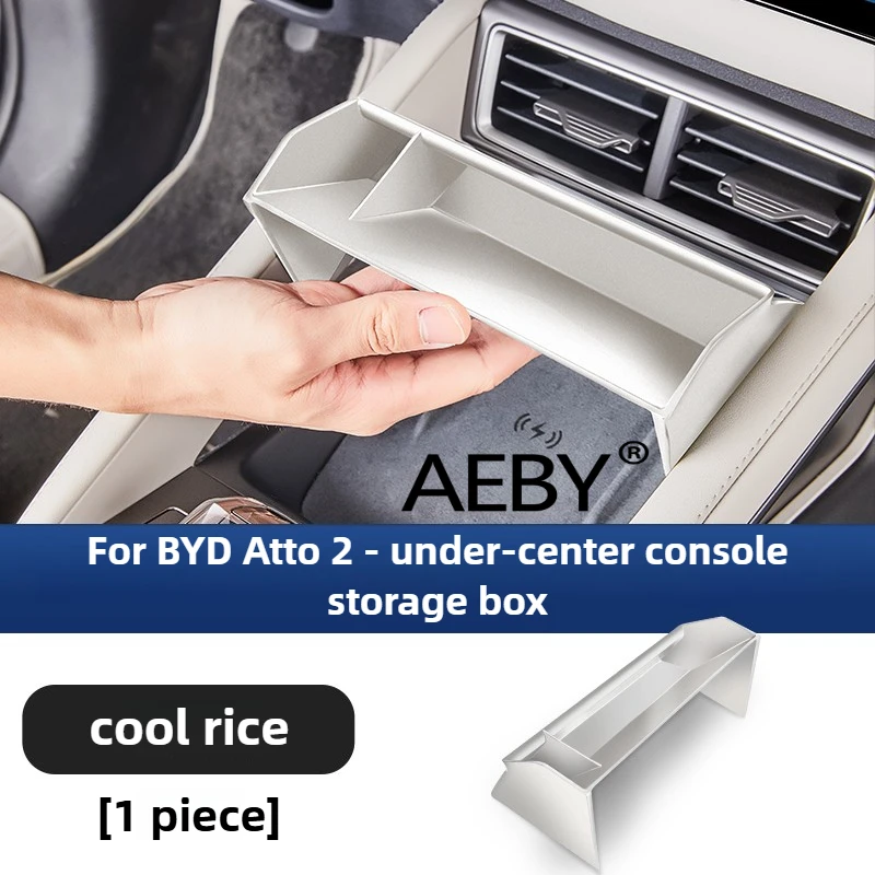 AEBY voor BYD Atto 2 2024-2025 opbergdoos onder console, uitschuifbare lade voor voorstoelen, antislipmat, eenvoudige installatie, stevig