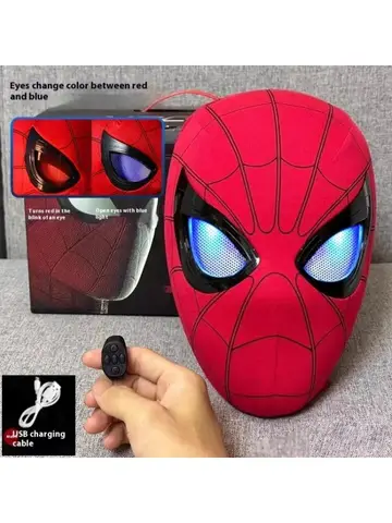 Hot Sale Marvel Amazing Spider-Man Headgear Mask Helmet Figurine Cosplay Electric Ring Control Eye Luminous Collection Model Toy