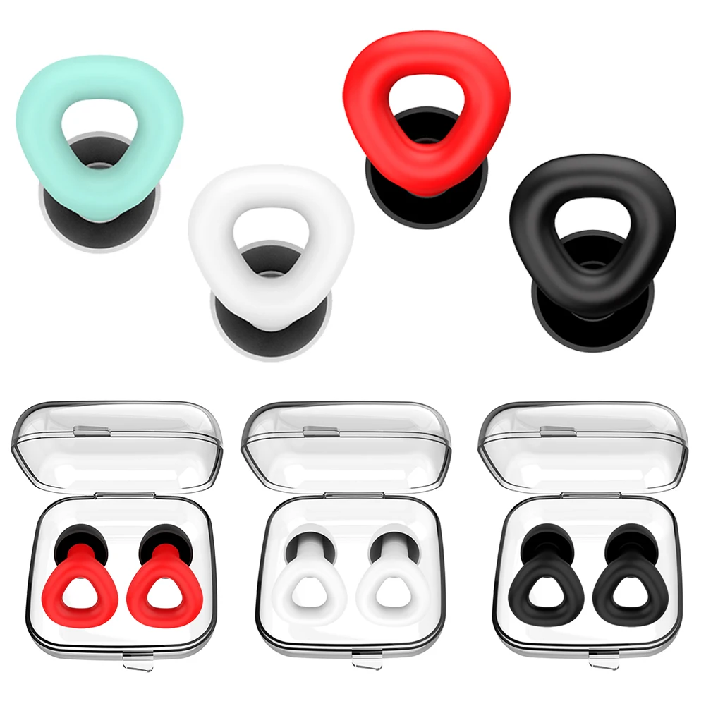 1Pair Noise Reduction Sound Insulation Silicone Earplugs Portable Sleep Washable Soundproof Earplugs for Business Trips Travel