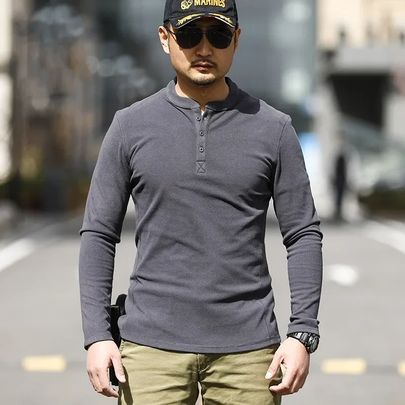 Army Tactical Pullover Shirt Military Training Clothing Men Outdoor Sport Long Sleeve T-shirt High Elastic Slim Under Shirt Tops