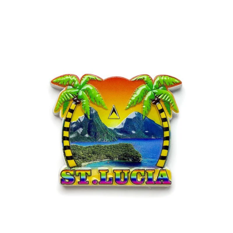 

North America Saint Lucia Sunset Seascape Tourist Souvenirs Creative Three-dimensional Home Decoration Refrigerator Stickers Mag
