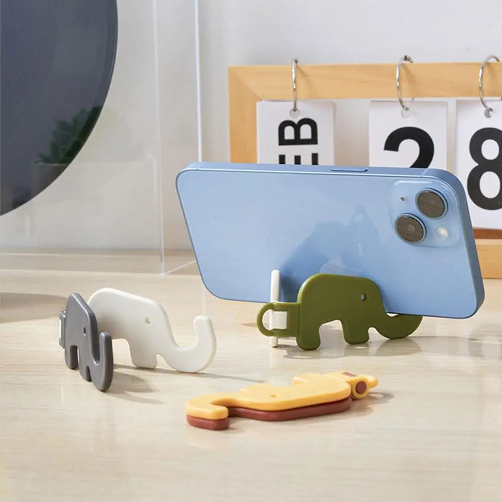 Mini Elephant Cute Cartoon Animal Lazy Desktop Mobile Foldable Phone Easy Storage Chain Stand Design To Carry Base Q3j7