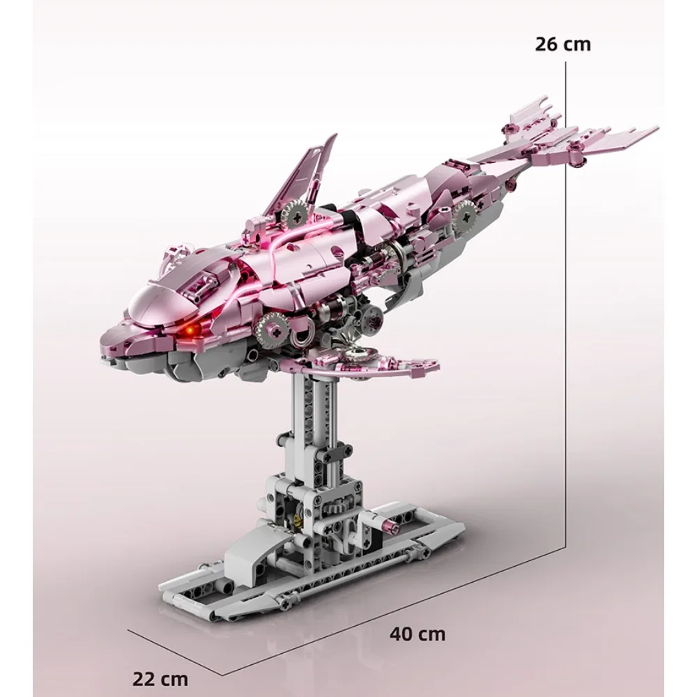 MOC التقنية الميكانيكية مخلوق بحري اللبنات LED دولفين نموذج سطح المكتب زخرفة الطوب لعبة تعليمية للأطفال هدية #6