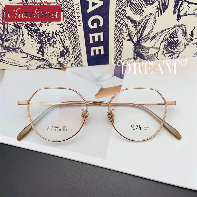 Chashma Prescription Pure Titanium Frame Student Trend Fashion Eyeglasses Men Top Quality Flexible Light Spectacles for Women