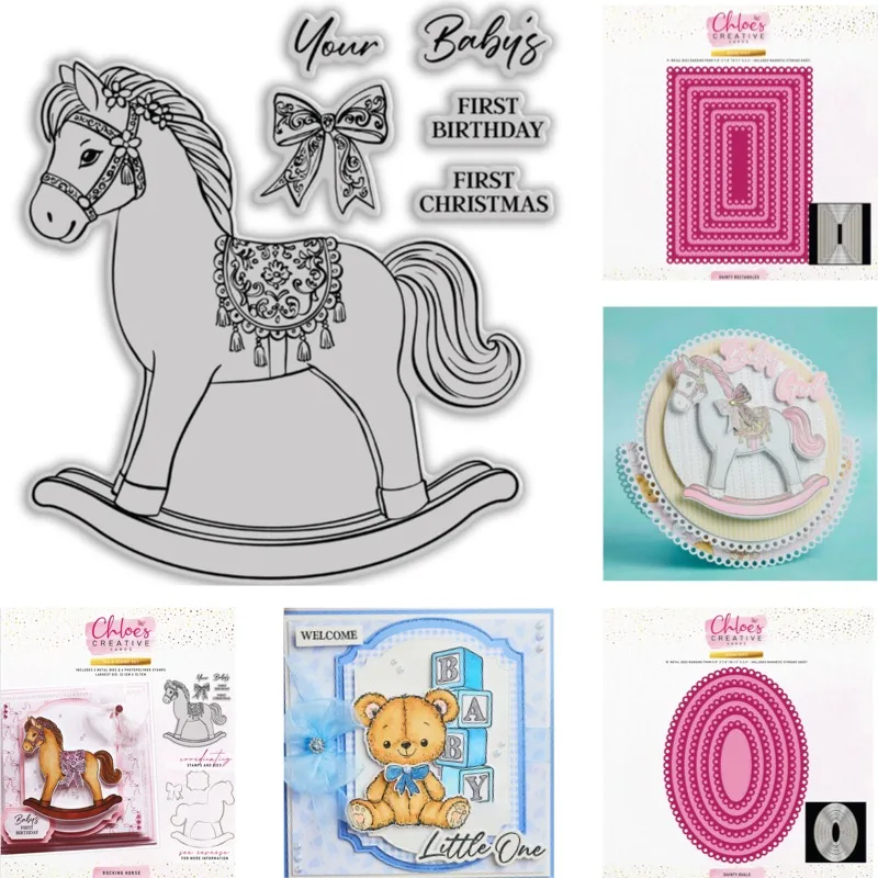 Children's Rocking Horse Toy Stamps And Dies New Arrival 2026 Scrapbook Diary Decoration Stencil Embossing Template DIY Greeting