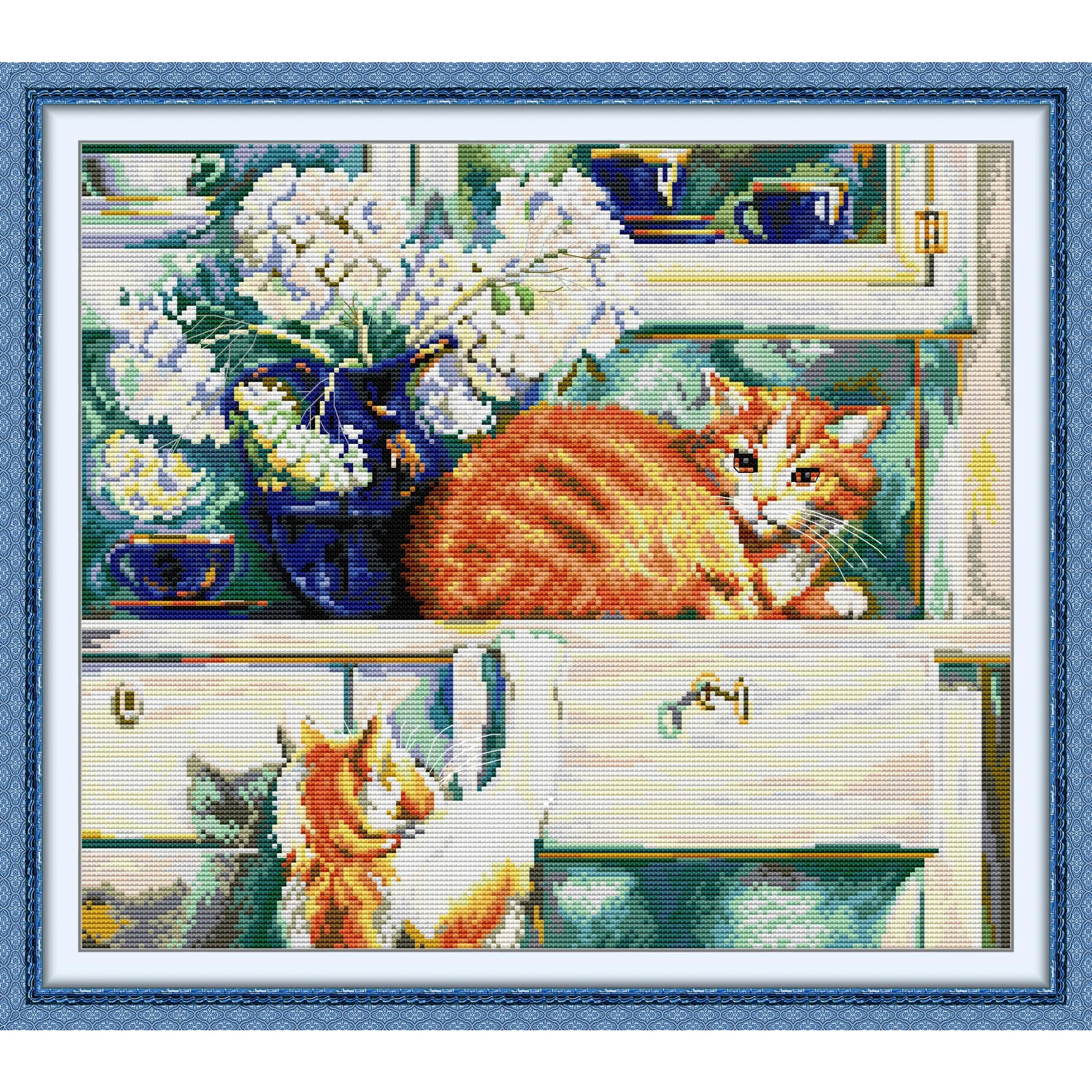 

Soulgift News Pre-Printed Cross Stitch Kit, Stamped Aida Fabric with DMC Threads, Embroidery kit - Red Troublemaker