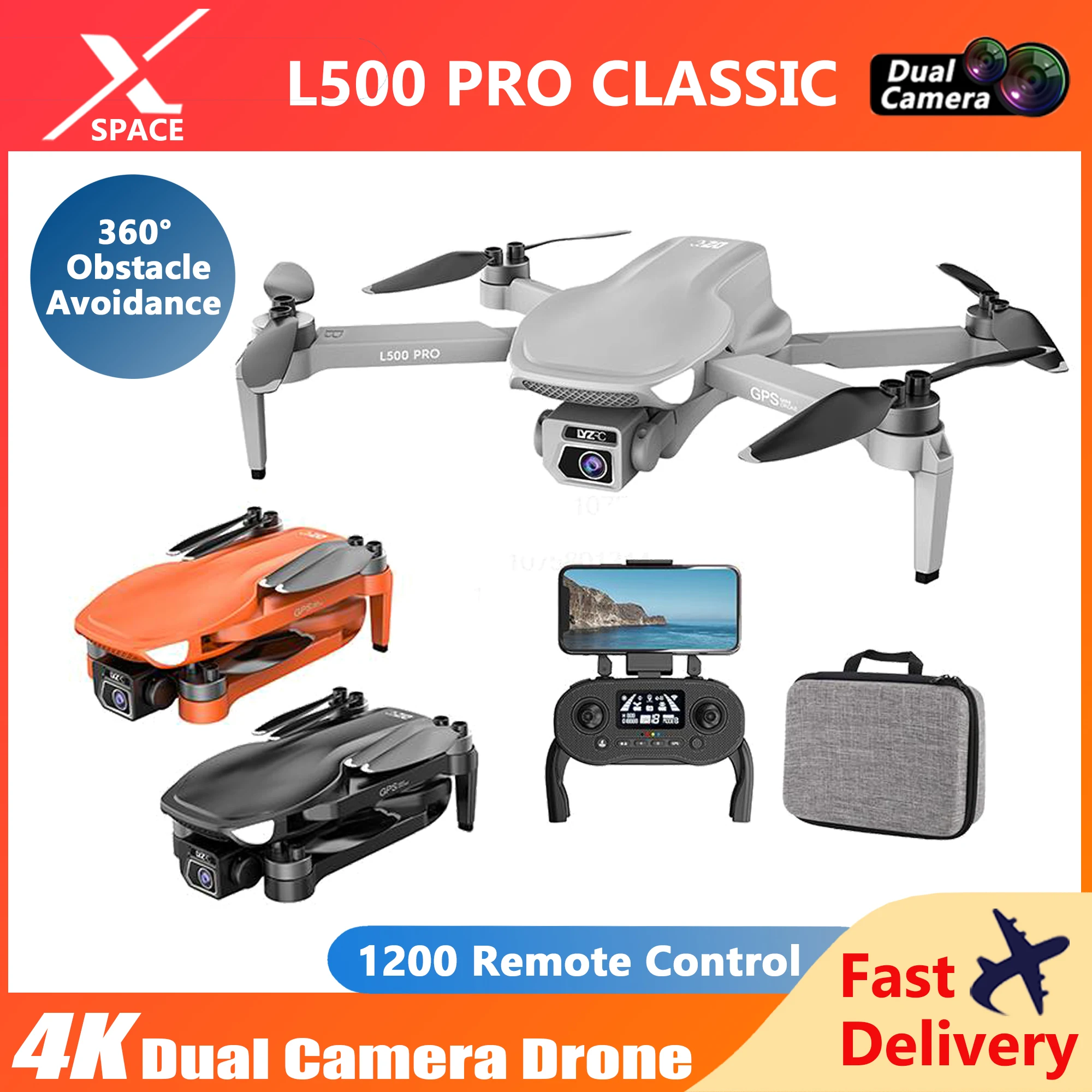 Drone With 4K Camera L500  Brushless Motor Gps 5G WIFI Fpv Quadcopter 1.2km 28min Rc Helicopter Dual Camera Drone  Toy For Kids