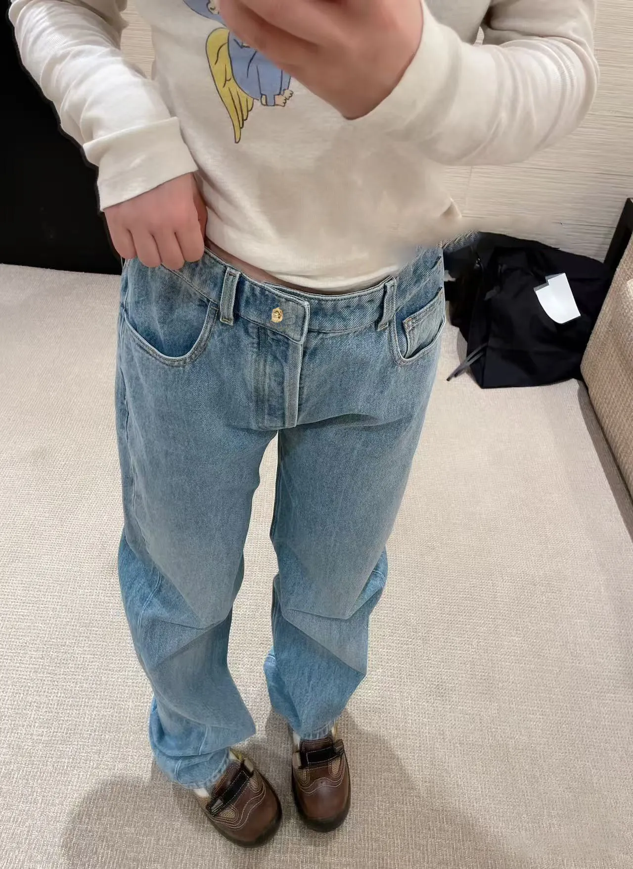 Lengthen Legs Low-waist Tricolor Denim Jeans Spring/summer Straight-Pants 2026 Backpack Buckle That And Enhance Height For Women