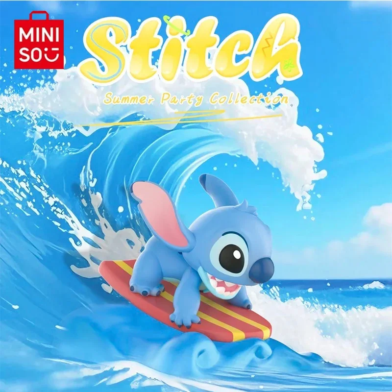 

MINISO Genuine Disney Stitch Summer Day Party Series Blind Box Trendy Play Garage Kit Desktop Ornament Student Festival Gift Toy