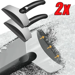 2-in-1 Snow Removal Brush Car De-icing Shovel Stainless Steel Powerful Scraping Frost Safety Emergency Tools Car Cleaning Tools