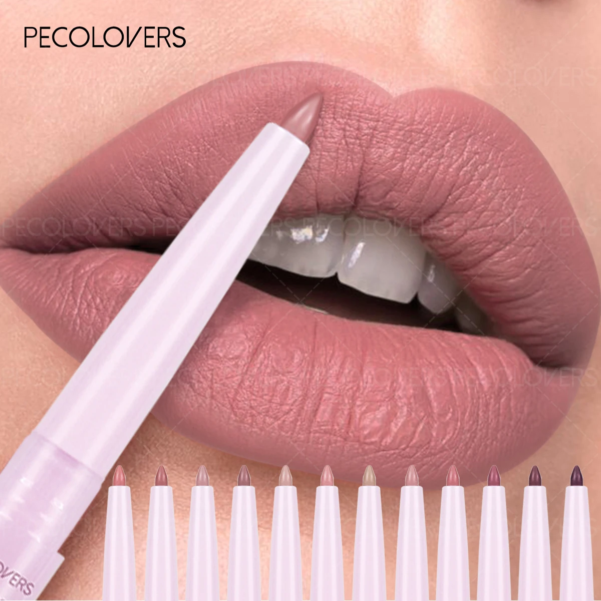 Lápis labial fosco à prova d'água, sexy, contorno labial, caneta rosa, batom macio, ponta de névoa, contorno labial, cosméticos