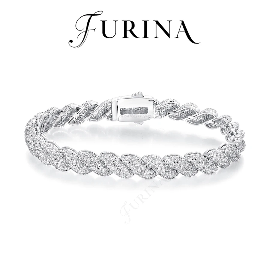 

Кубинский браслет Furina с покрытием 18 карат, 5А, циркон, простые роскошные украшения для подруг, любителей, подарок на Рождество, День Святого Валентина