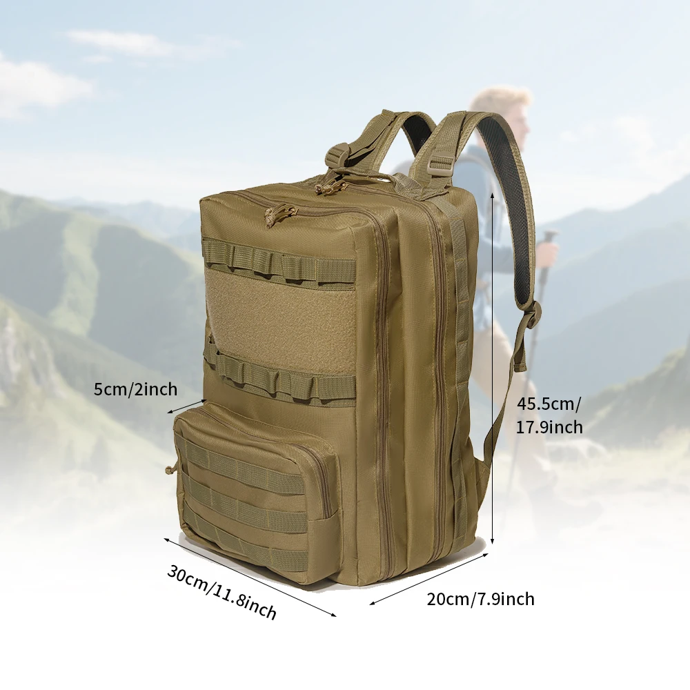 40L Tactical Backpack with Multi-compartment, Rugged Molle Assault Pack for Survival Hiking Outdoor Travel Work, Large capacity