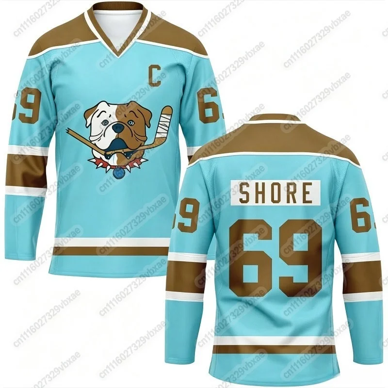 Shores Shore 69 Sudbury Blueberry Bulldog Ice Hockey Jacket V-neck T-shirt Men's and Women's Casual Fashion T-shirt Family Style