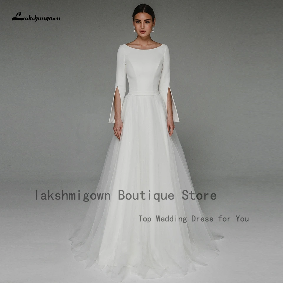 Lakshmigown Elegant Long Sleeve Dress For Bridal Wedding Casual 2022 Sexy Women Boho Tulle Wedding Gowns Vestido Novia Sirena