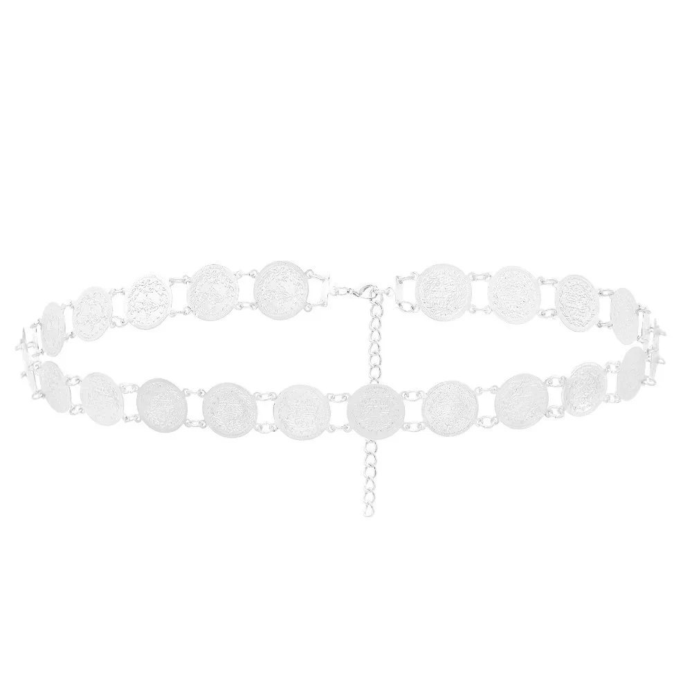 

Retro Belly Dance Waist Chains Adjustable Gold Silver Body Jewelry Chain Carved Flower Indian Style Dress Chain