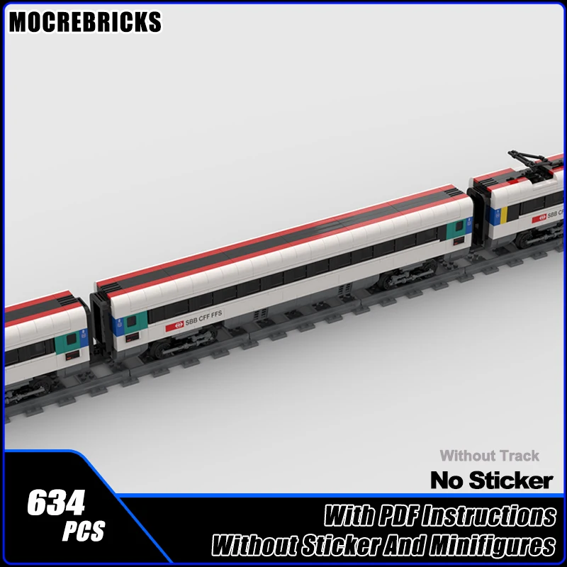 Moc trem de intercidade suíça "sbb icn" ravde 500 locomotiva ferroviária express modelo blocos de construção diy montagem tijolos conjunto menino brinquedo