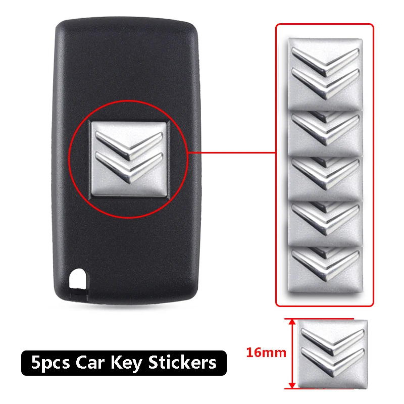 5Pcs Aluminium Metal Car Key Emblem Stickers For Citroen C1 C2 C3 Vts C4 Saxo C4L C5 C6 C8 Xsara Picasso Berlingo Cactus