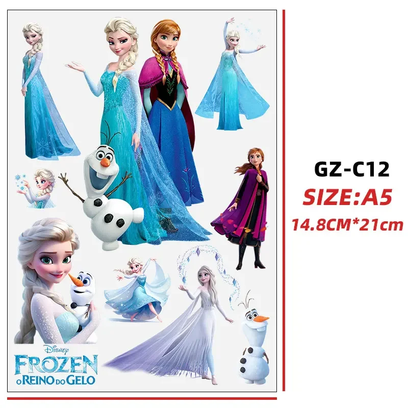 DIY Waterproof Stickers UV Transfer Transparent Crystal DTF Stickers fronze Princess Series A5 Size Cartoon Elsa Creative