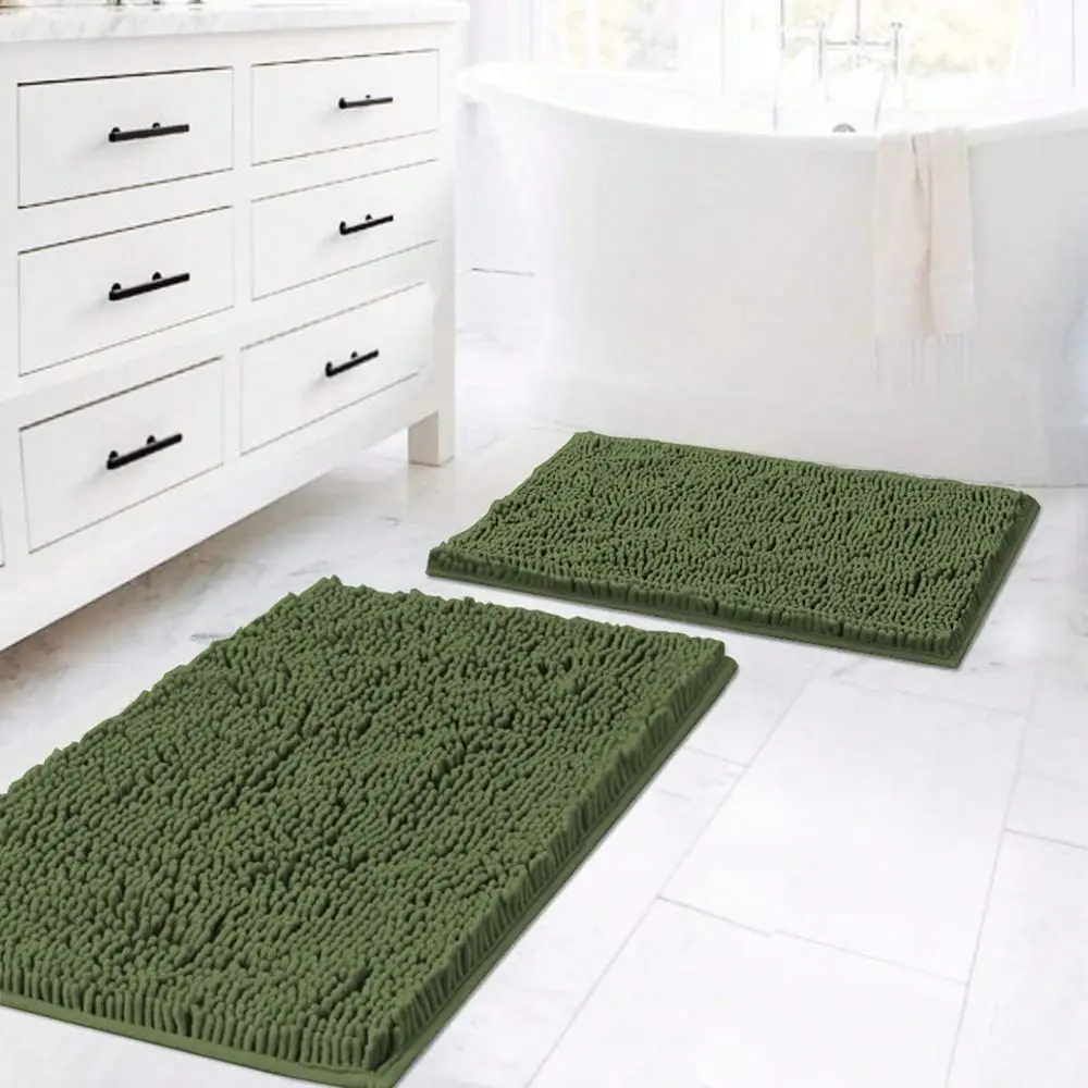 

Bath Mats For Bathroom Non Slip Ultra Thick And Soft Chenille Plush Floor Mats Bath Rugs Set, Microfiber Door Mats For Kitchen