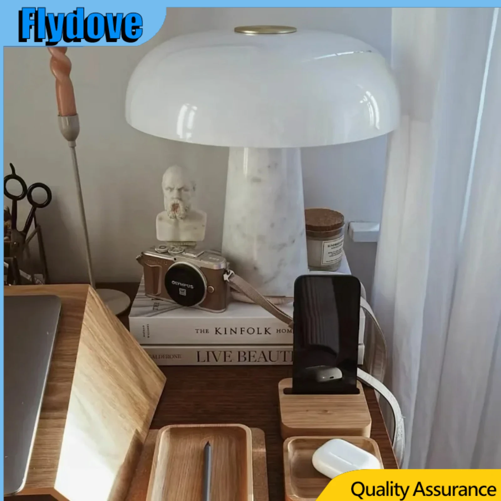 

Flydove Nordic Minimalist Art Decor Designer Glass Marble Stand Table Lamp Decorations Reading Light Bedroom Living Study Room