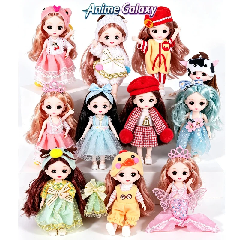 16cm Girl Bjd Doll Nude Plain Body Movable Joint Action Figure Doll Diy Dress Up Hand‑Puppet Collectible Toy For Kids Gift`