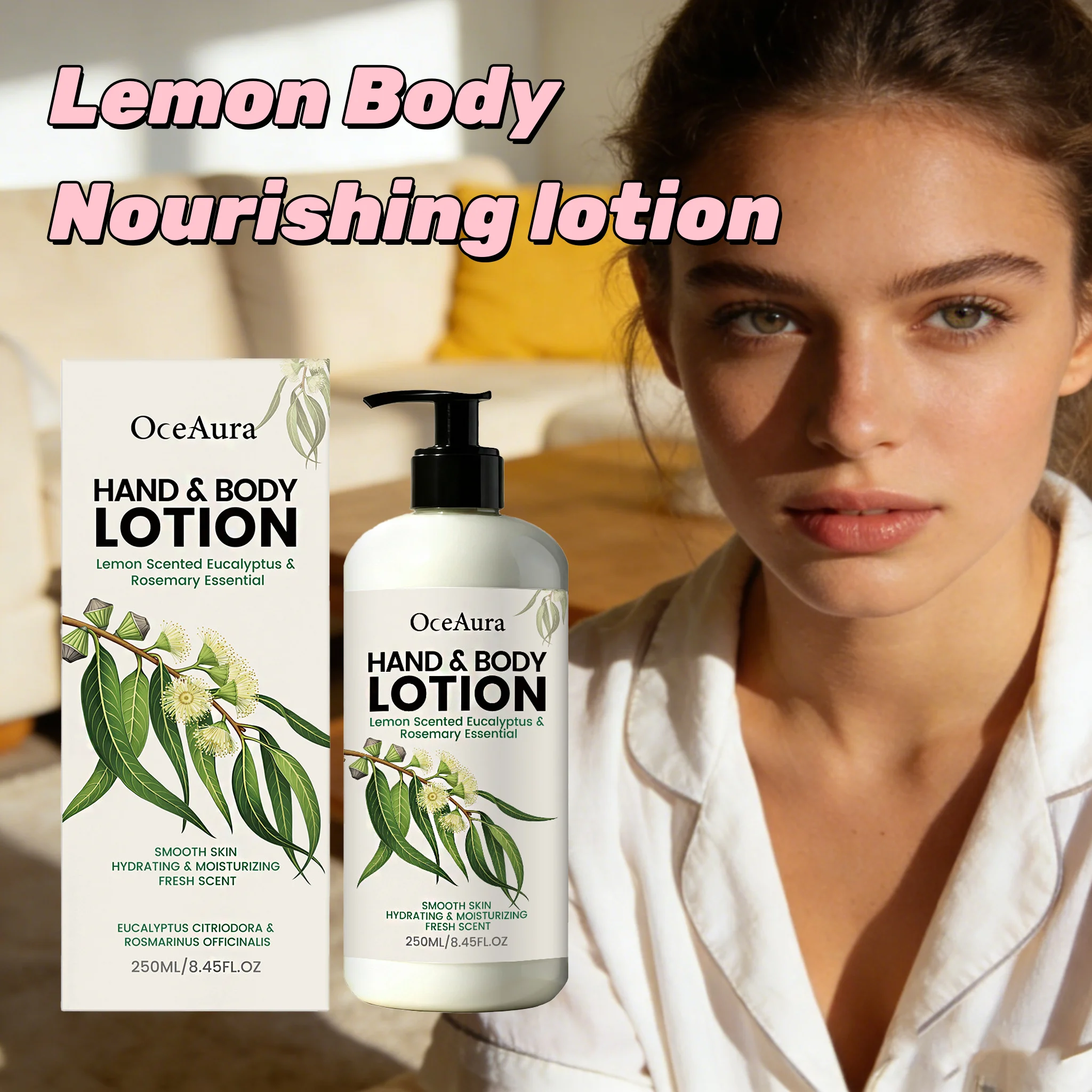 

OCEAURA Lemon Eucalyptus Body Nourishing Milk Brighten Skin Deep Hydrate Improve Roughness Firming Exfoliate Skin Soothing Cream