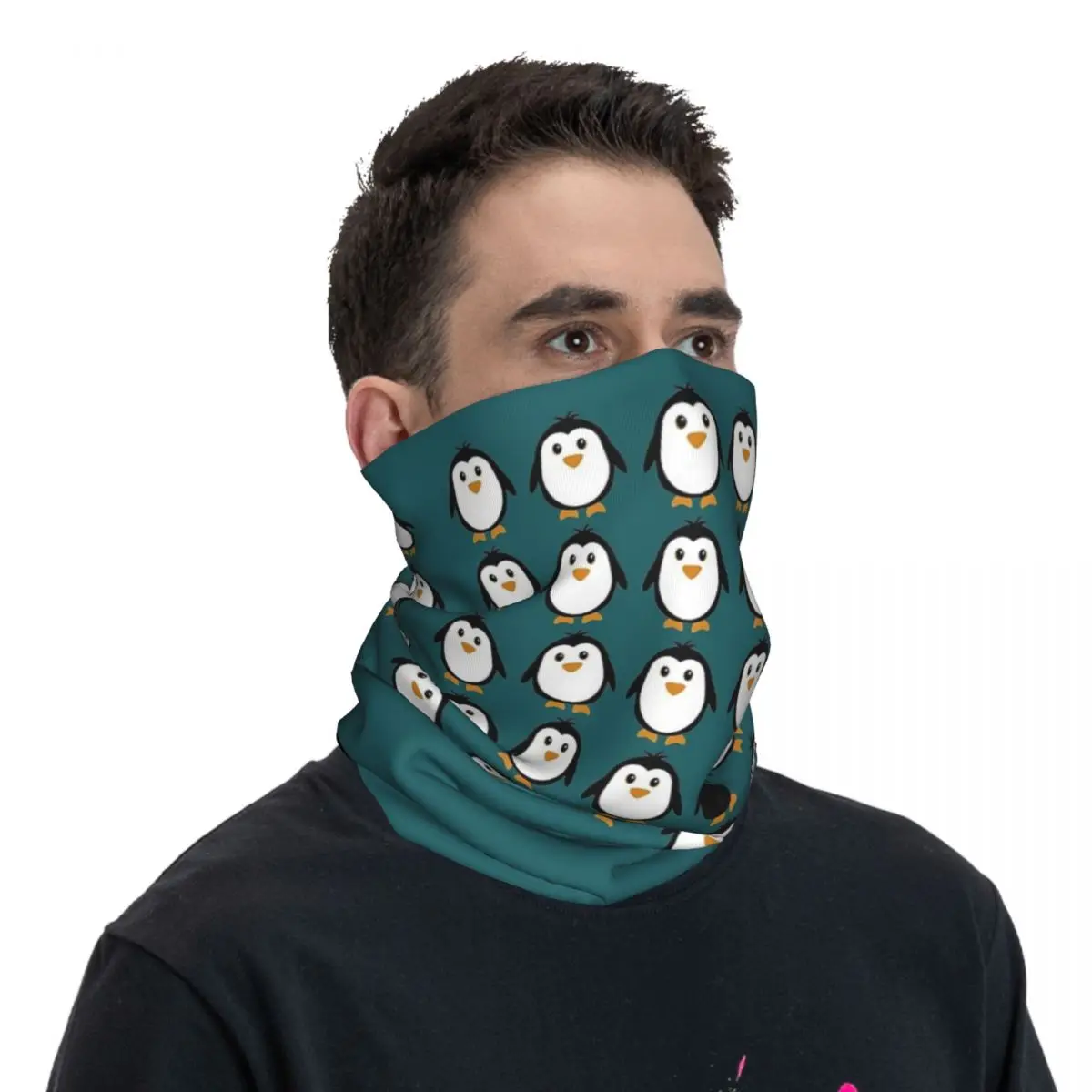 Bandana con estampado de colonia de pingüinos para adultos, bufanda facial multiusos, cubierta de cuello, senderismo y pesca, Unisex, Invierno