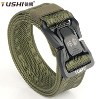 TUSHI Men's Tactical Belt Army Outdoor Hunting Tactical Military Canvas Multi Function Combat Survival High Quality Marine Corps