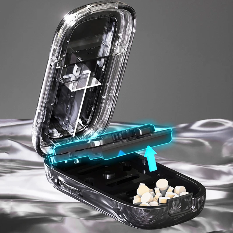 Adjustable Pill Cutter Splitter for Multiple Pills at Once 1/2 1/4 Tablet Cutter with Hidden Sharp Blade Dustproof