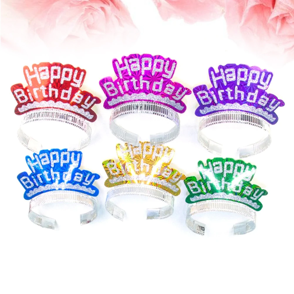 

6 Pcs 's Crown Hat Birthday Party Paper Hats Make up Happy for s Letters Caps