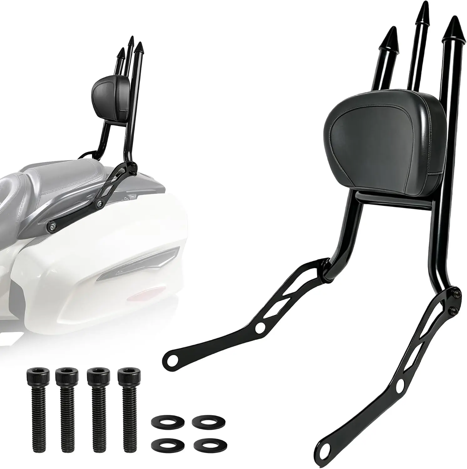 Detachable Passenger Backrest Sissy Bar for Can-Am Spyder F3/F3-S/F3-T 2015-2026, Rear Rider Pad Set