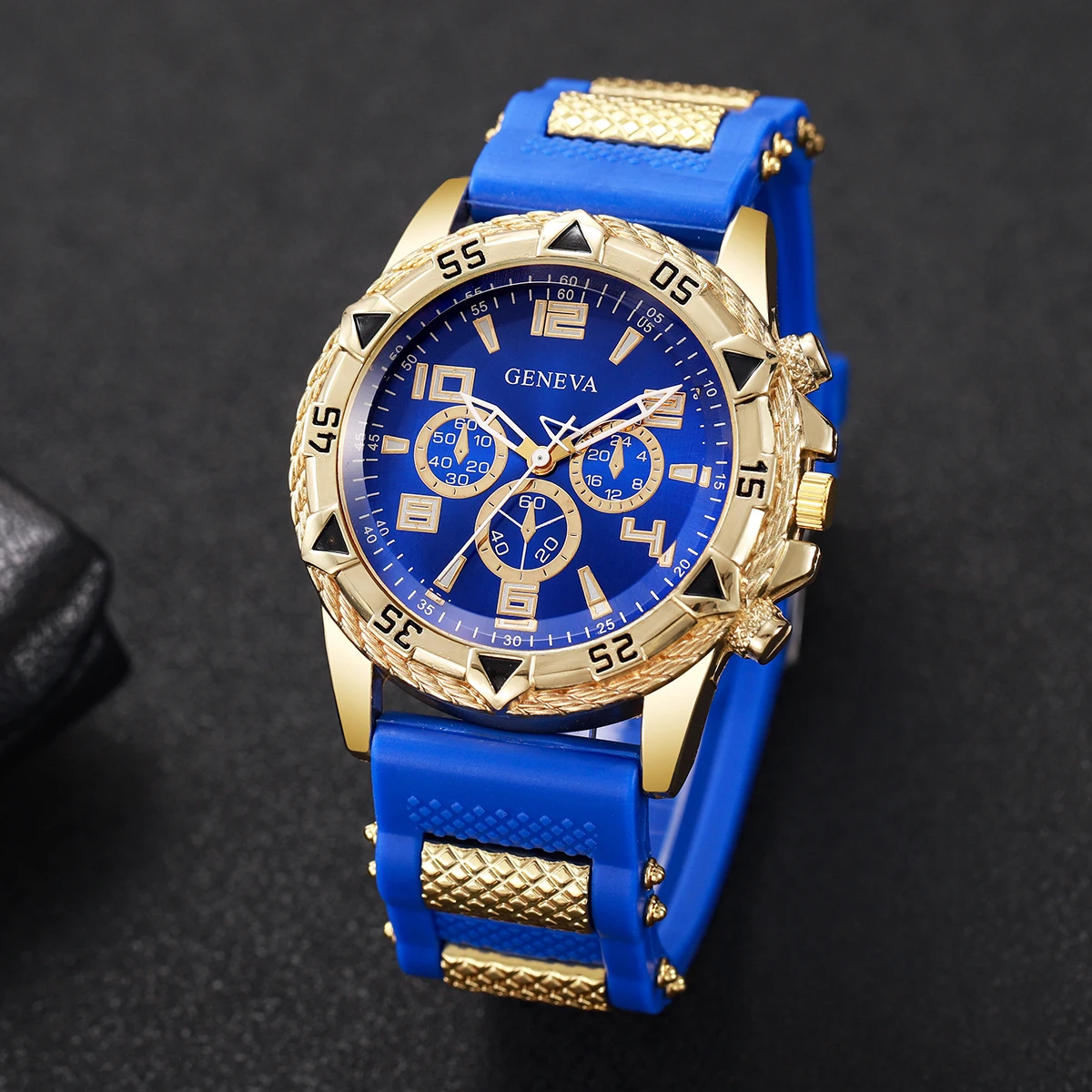 Men's Business Sport Style Watch Set Simple Three Eyes Dial Commuter Casual Style Men's Gift Watch (Box Not Included)