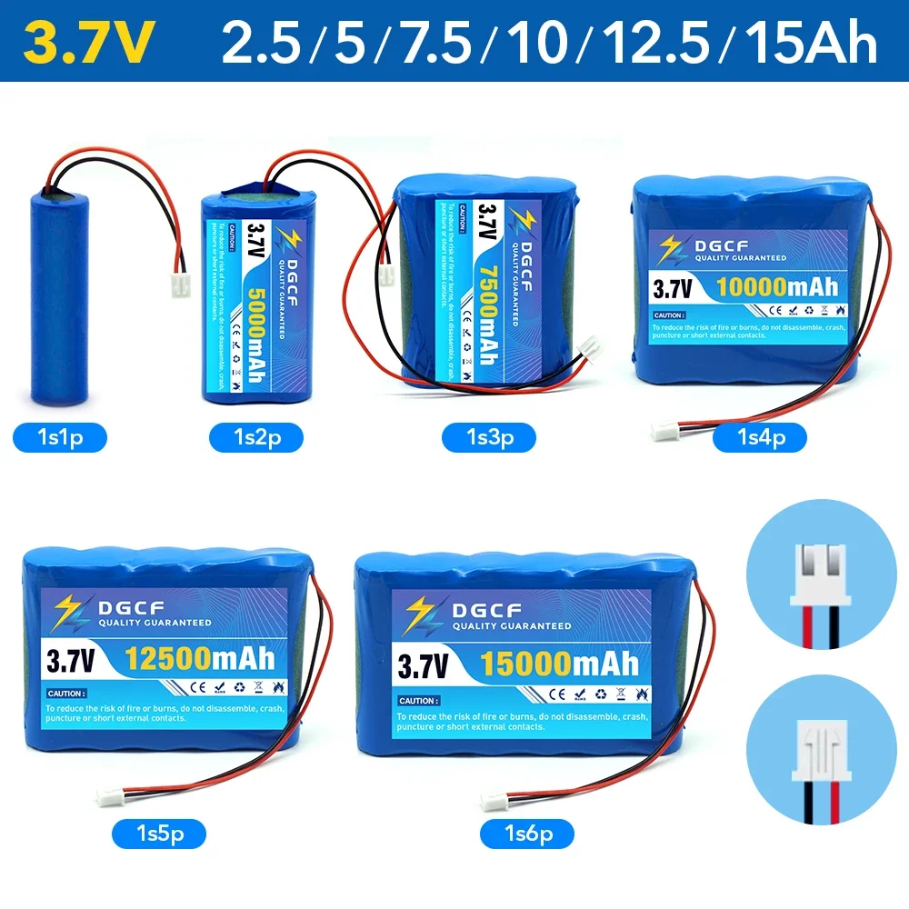 

NEW 3.7V 1S1P-1S6P 2.5/5/7/10/12.5/15Ah 18650 rechargeable lithium battery for fishing LED Light Bluetooth speaker DIY Batteries