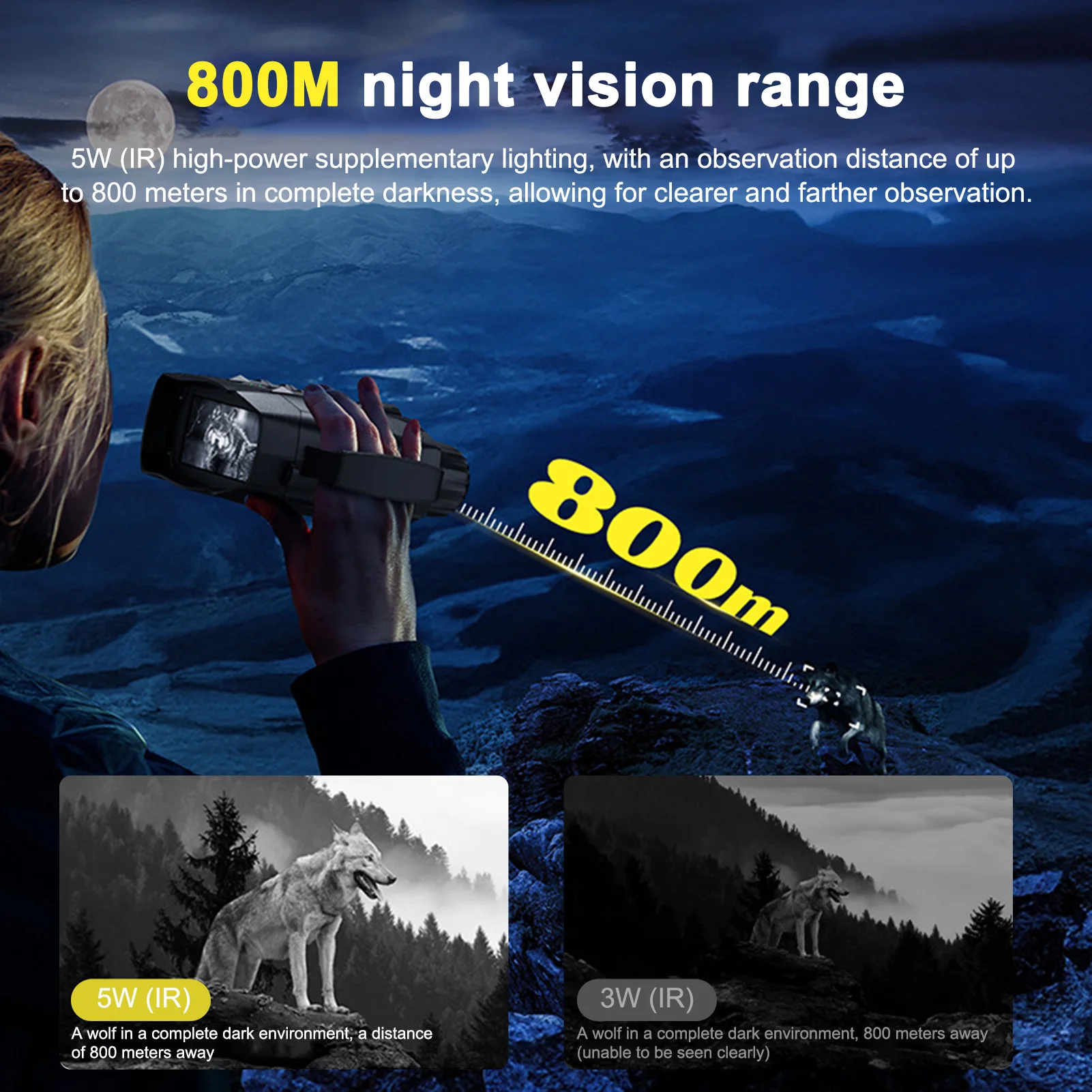 4K Digital Night-Vision Binoculars Record HD Photos Videos For Wildlifes Huntings