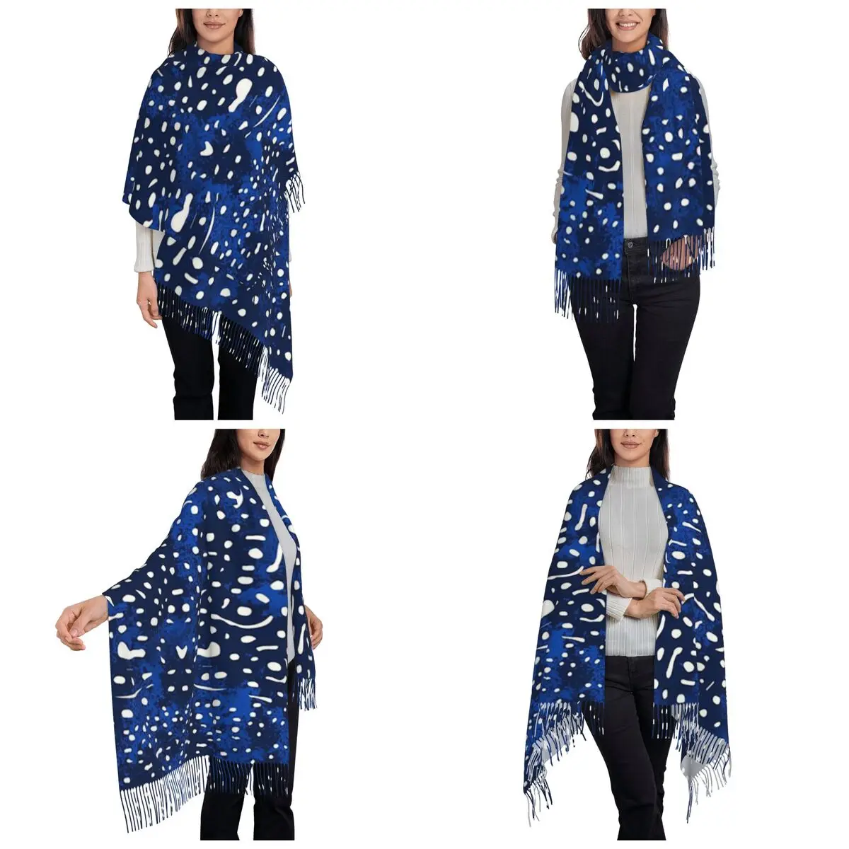 Whale Shark Skin Design Scarf Tassel Scarves for Women Soft Warm Shawls and Wraps Large Fall Winter Shawl Wrap
