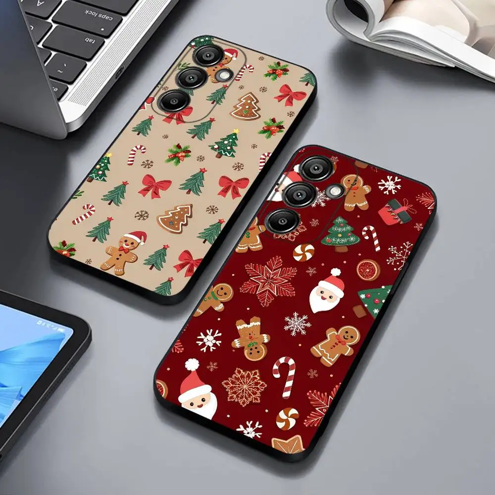 Cartoon Christmas Tree Snowman Phone Case For Samsung GalaxyA13,21s,22,31,32,52,53,71,72,73,Soft Black Cover