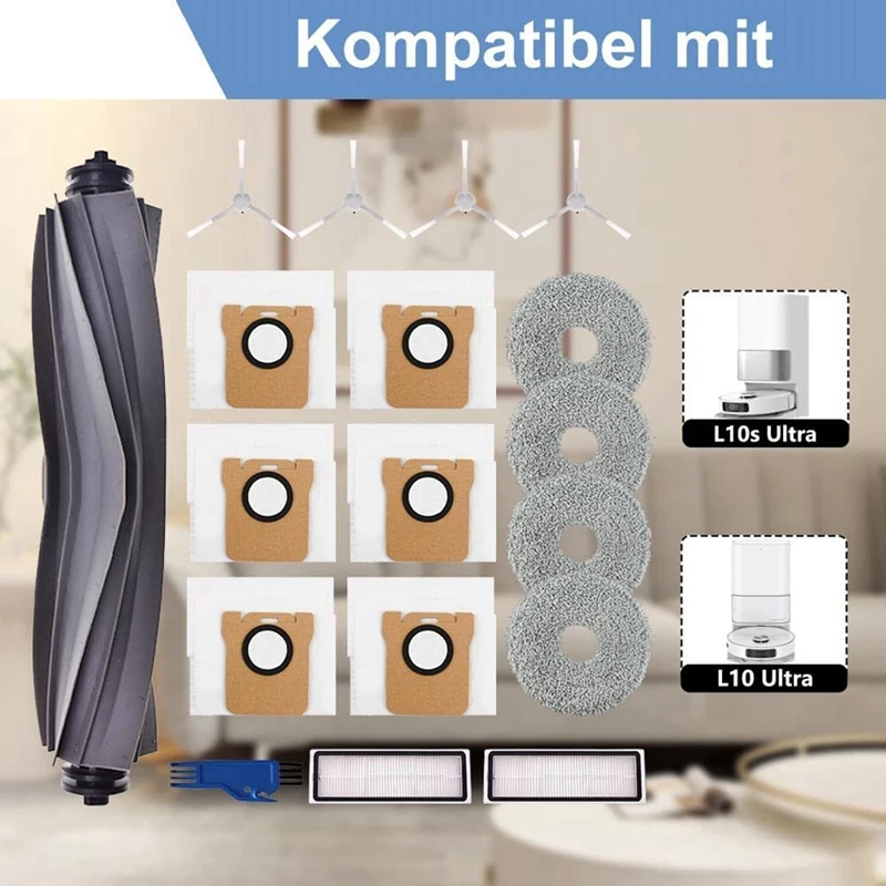 JDZD Для Dreame L10s Ultra / L10 Ultra / Xiaomi X20+ Основная боковая щетка Hepa-фильтры Швабра Ткань Мешки для пыли Робот-пылесос