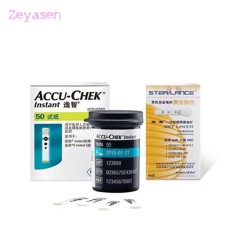 Roche Bluetooth Accu Chek Instant Diabet Glucosa Accu Chek Tiras reactivas de glucosa Libre de la recogida de sangre Aguja Exp: 2026-02