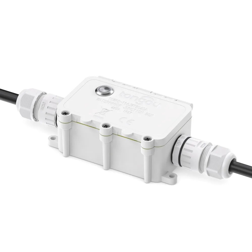 Tuya WiFi مفتاح ذكي IP67 صندوق وصلات مقاوم للماء مراقبة الطاقة 1-16A مفتاح مؤقت قابل للتعديل الجهد والحماية الحالية