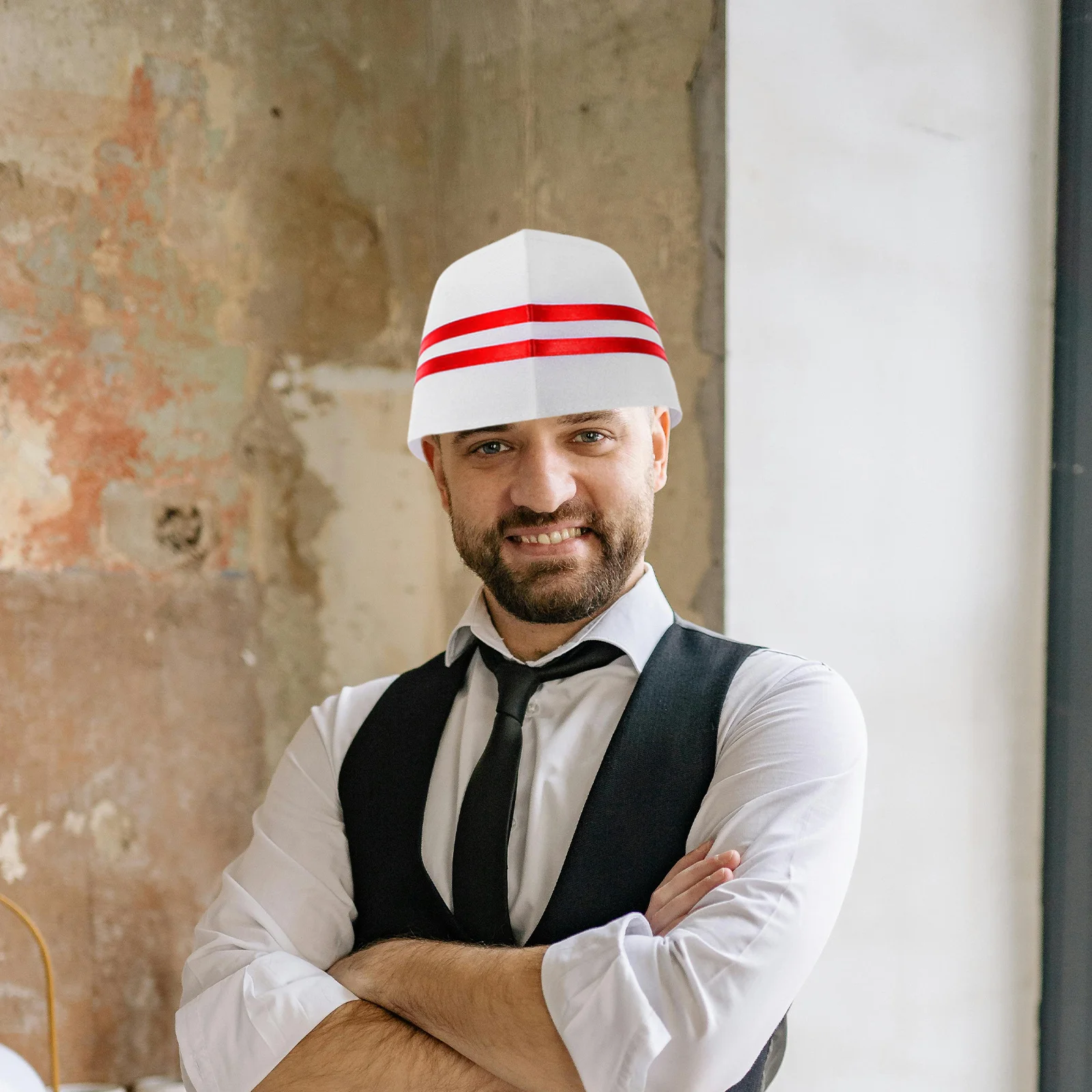 Gorro de Chef Unisex, gorro de cocina de poliéster reutilizable para restaurante, hornear, cocina, servicio de comida, Ropa de Trabajo, cómodo y transpirable, 6 uds.